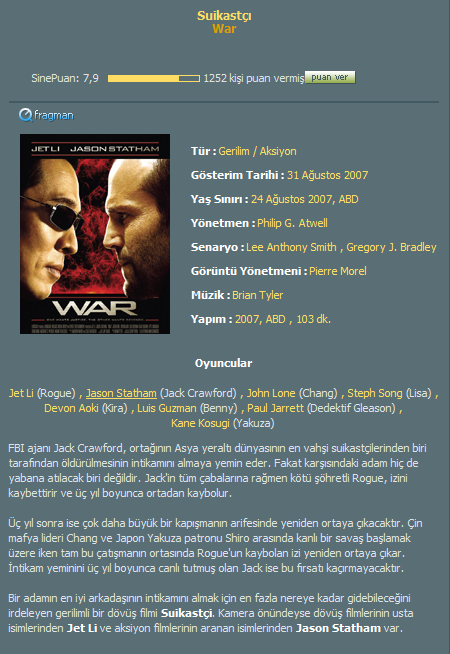 Suikastci | War | 2007 | BRRip XviD | TR Dublaj