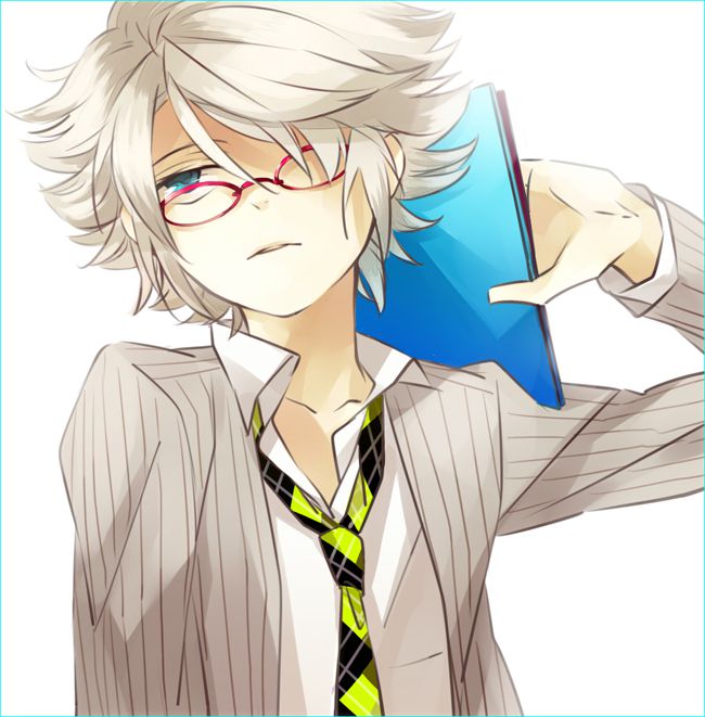 Anime boy with blonde hair and glasses