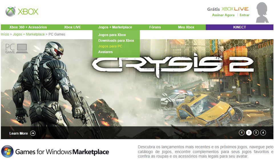 Games do com. Xbox Live Windows. Windows marketplace.
