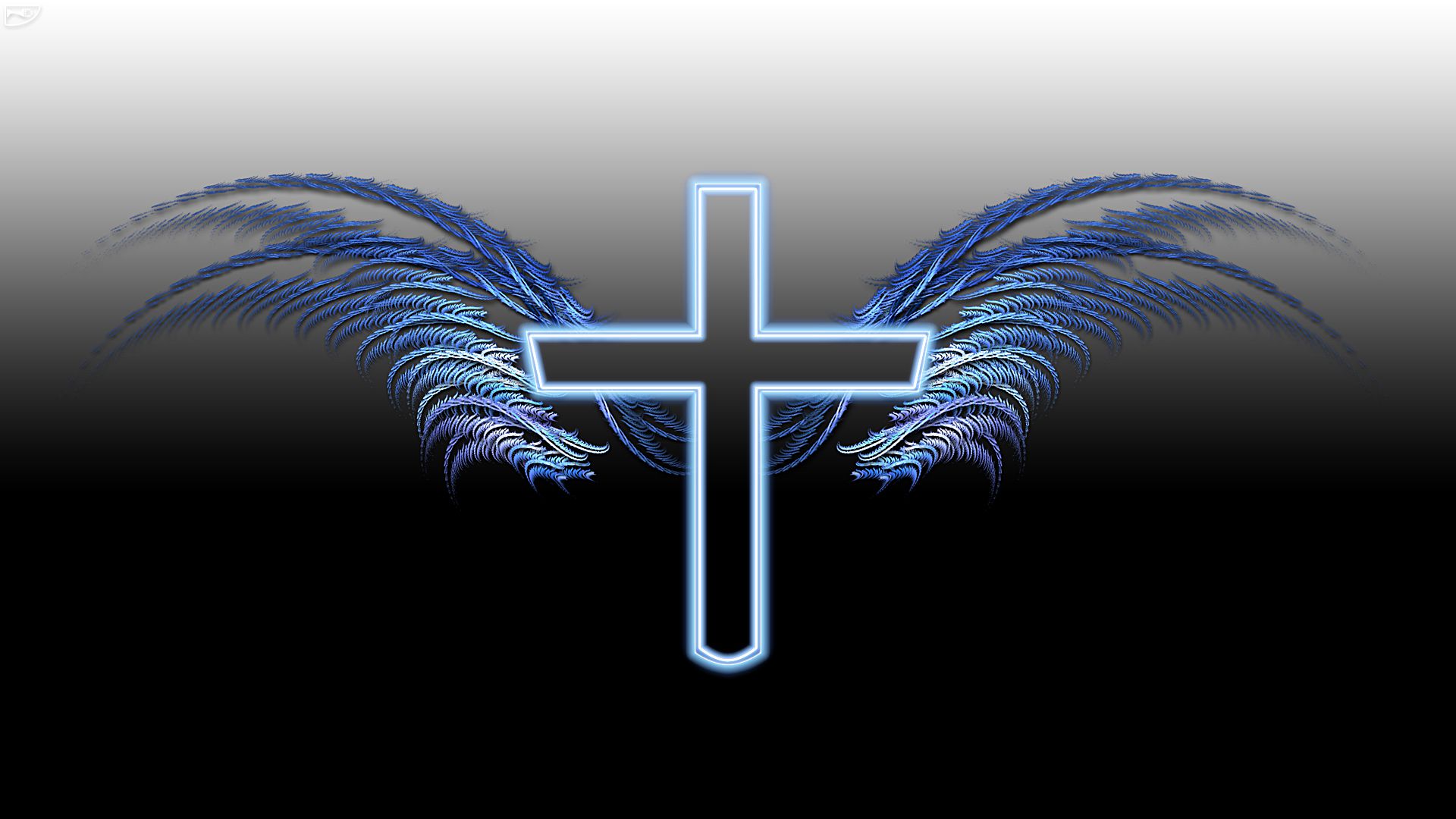 Синий крест на черном фоне