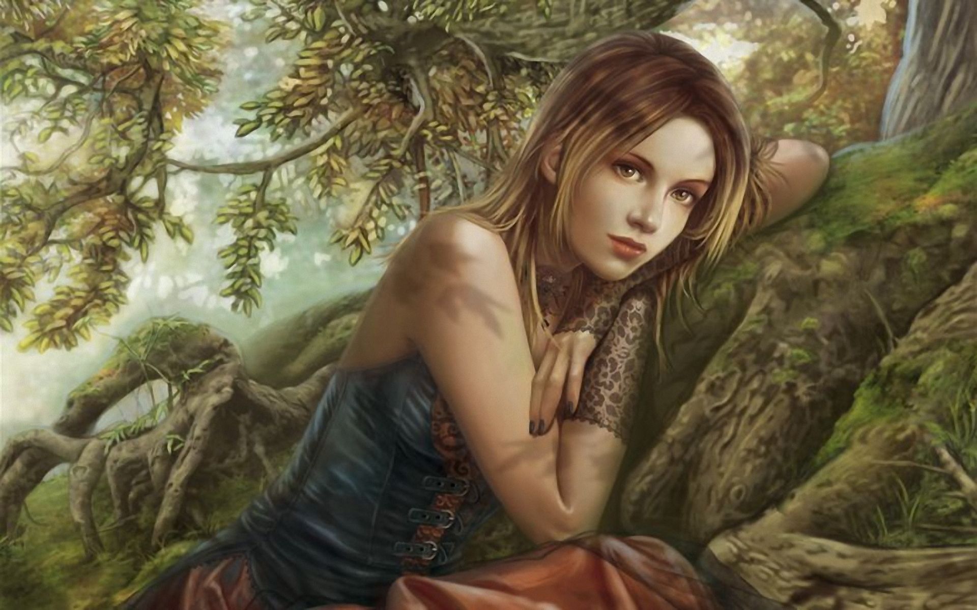 Красотки фэнтези. Девушка в лесу сказка.