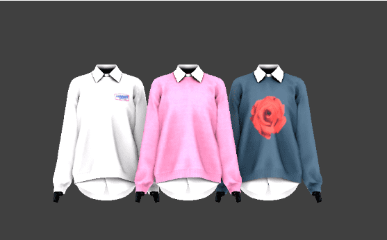 Мужской свитер с рубашкой knit&shirt2 от Chaessi для Симс 4