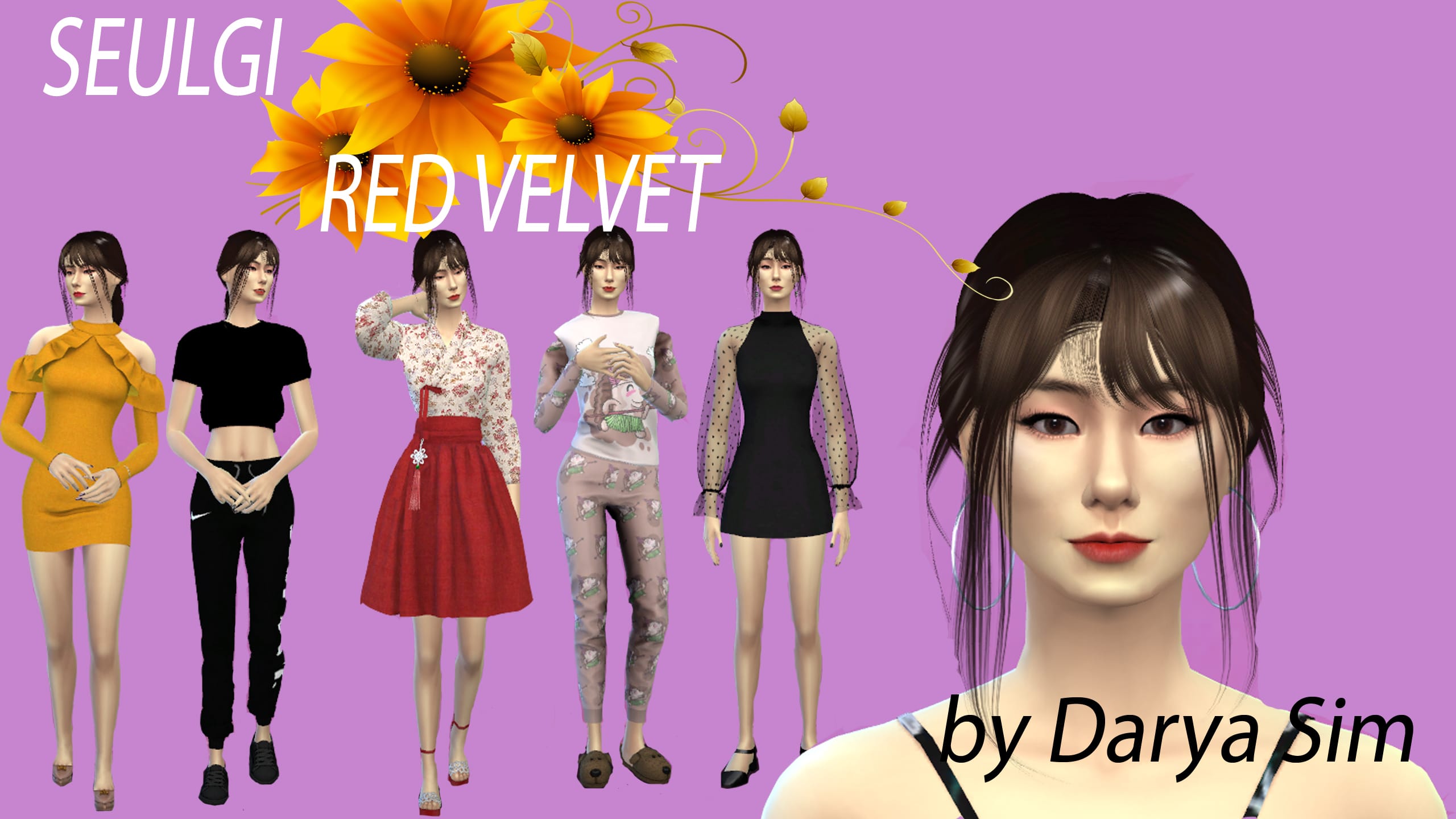 Корейский айдол Seulgi Red Velvet от Darya Sim для Симс 4