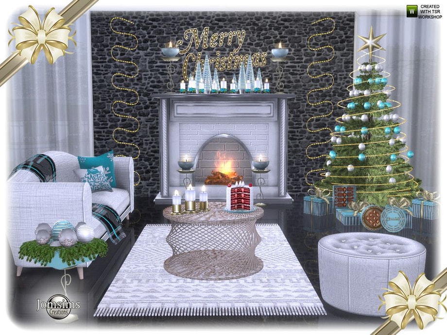 Рождественская гостиная Segor от jomsims для Симс 4
