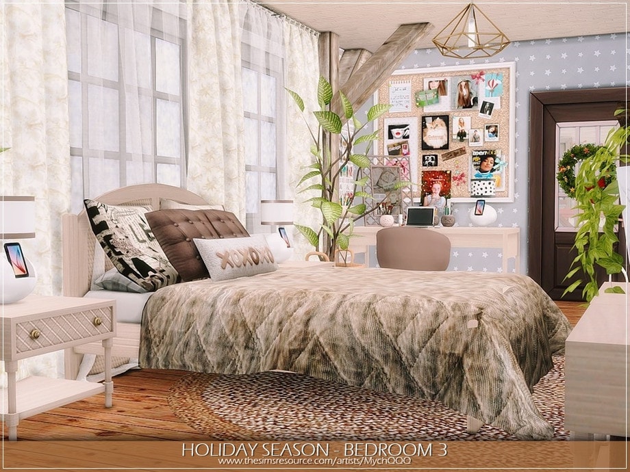 Спальня Holiday Season Bedroom 3 от MychQQQ  для Симс 4
