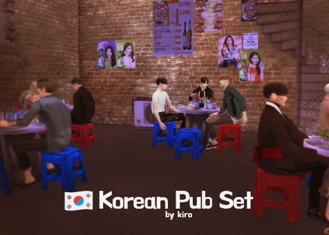 Корейский паб Korean pub set от kiro для Симс 4