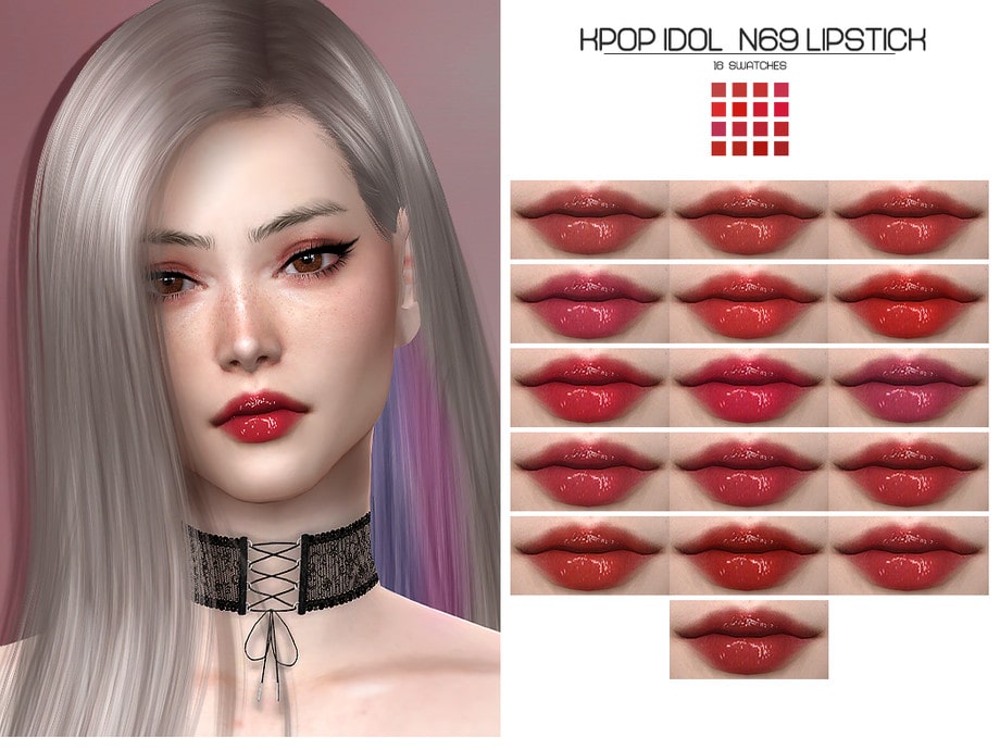 Помада Kpop Idol N69 Lipstick от LMCS для Симс 4