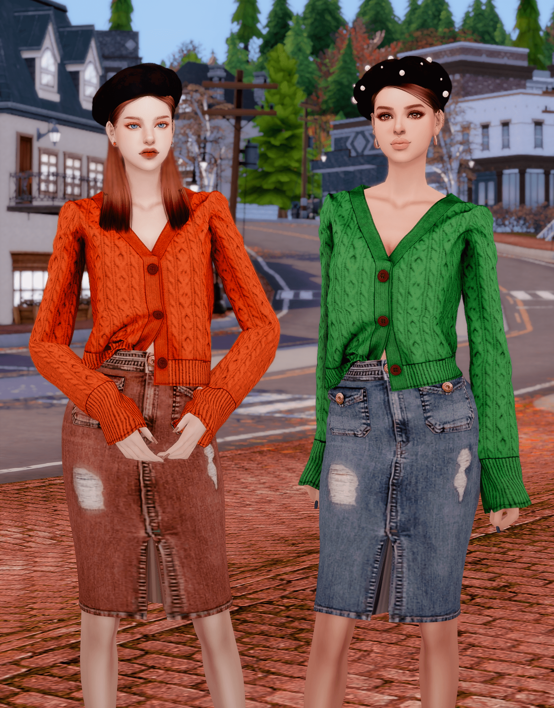 Свитер и юбка Autumn Sweater & Skirt от RIMINGS для Симс 4