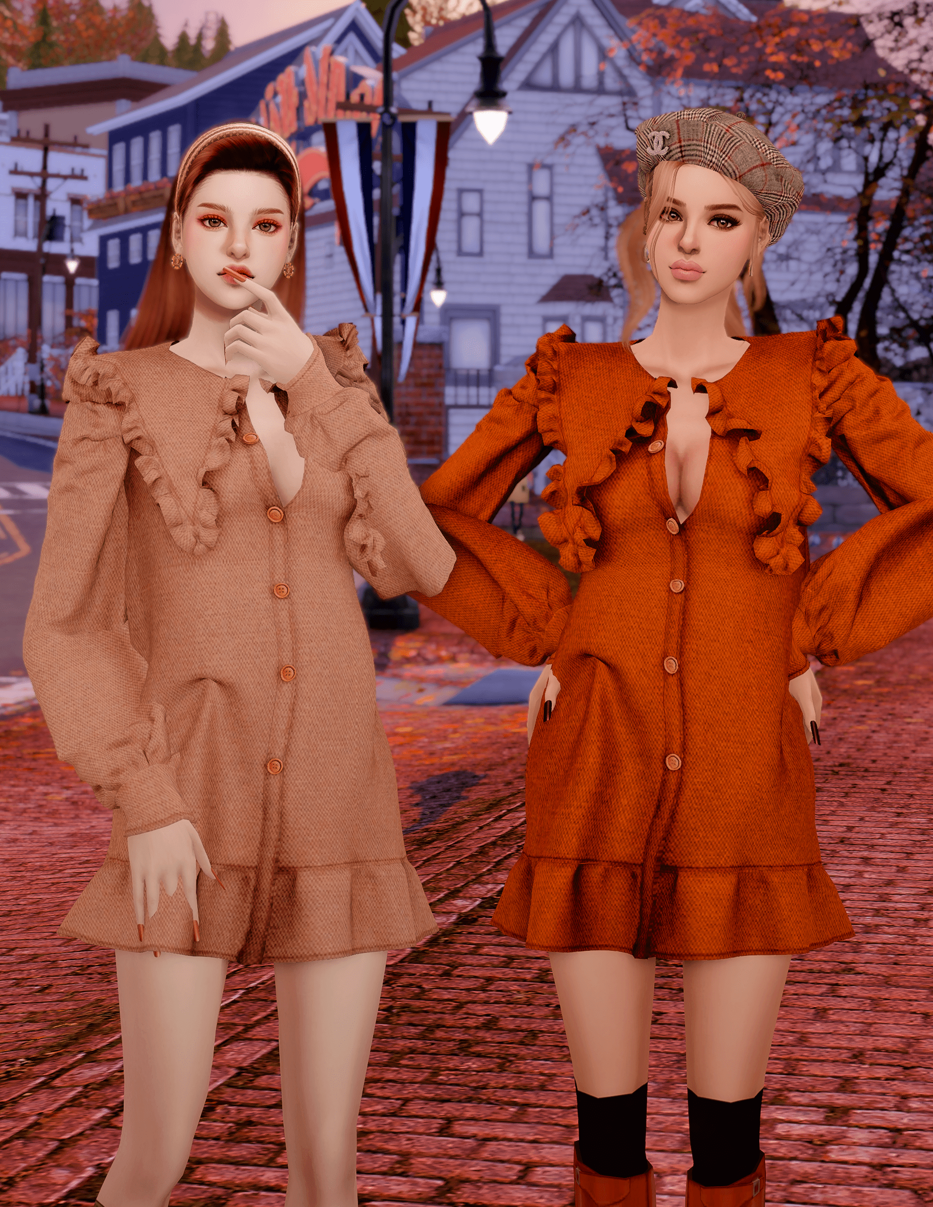 Платье Autumn Brown Dress от RIMINGS  для Симс 4