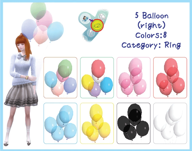 Воздушные шарики 5 Balloon от A-luckyday для Симс 4