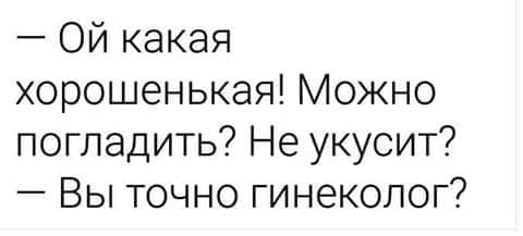 Ой какая. Ой какая хорошенькая а можно погладить. А вы точно гинеколог. Ой какая хорошенькая можно погладить не укусит. А вы точно гинеколог анекдот.