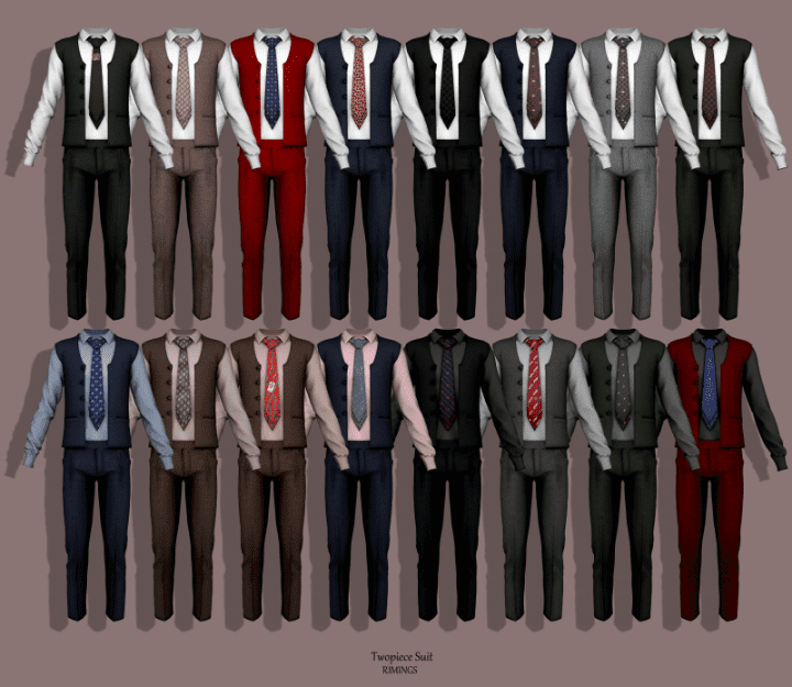 Костюм Twopiece Suit от RIMINGS для Симс 4