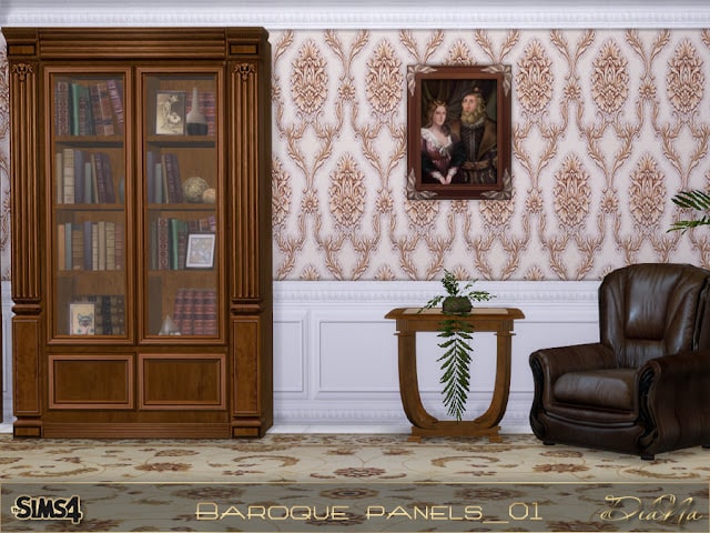 Панельные обои BAROQUE PANELS 01 от dianasims4 для Симс 4