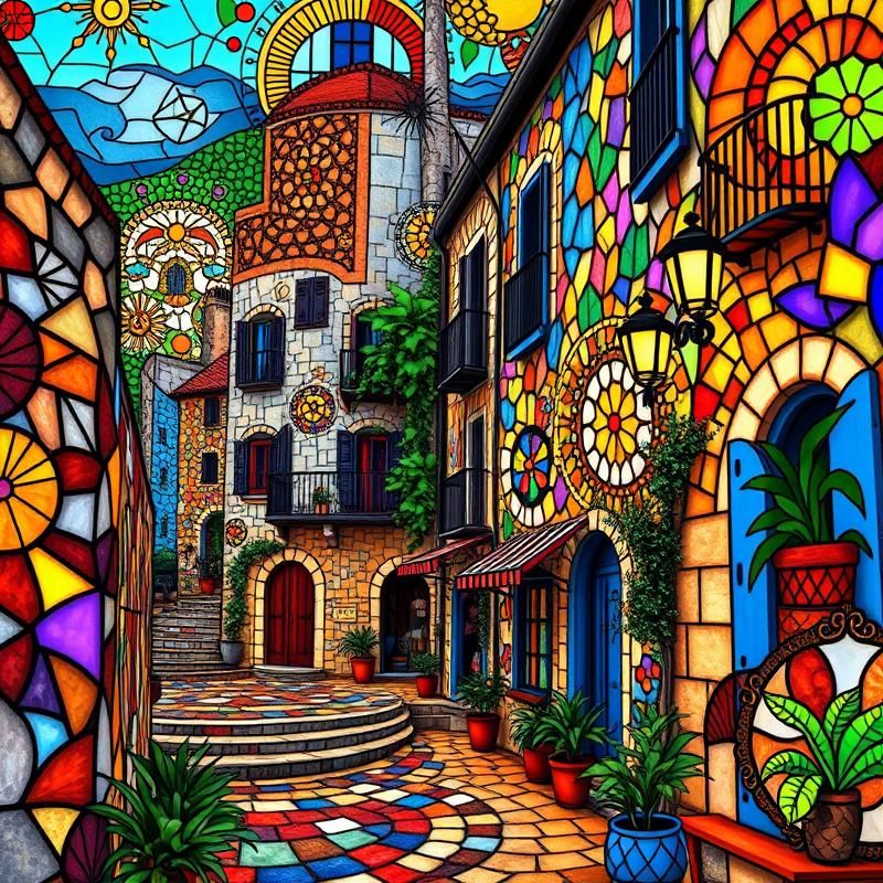 stained glass style AI art