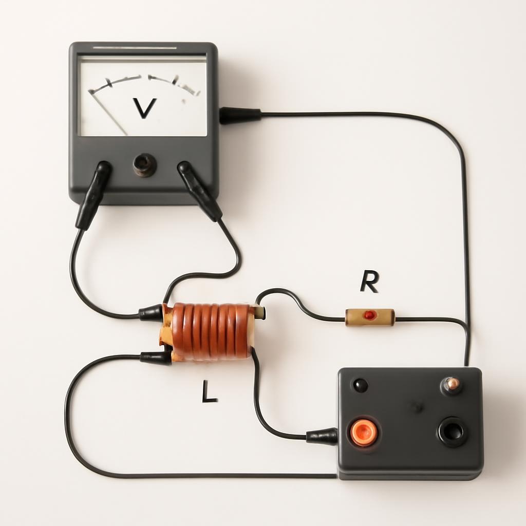 Схема для измерения индуктивности методом RL-цепи