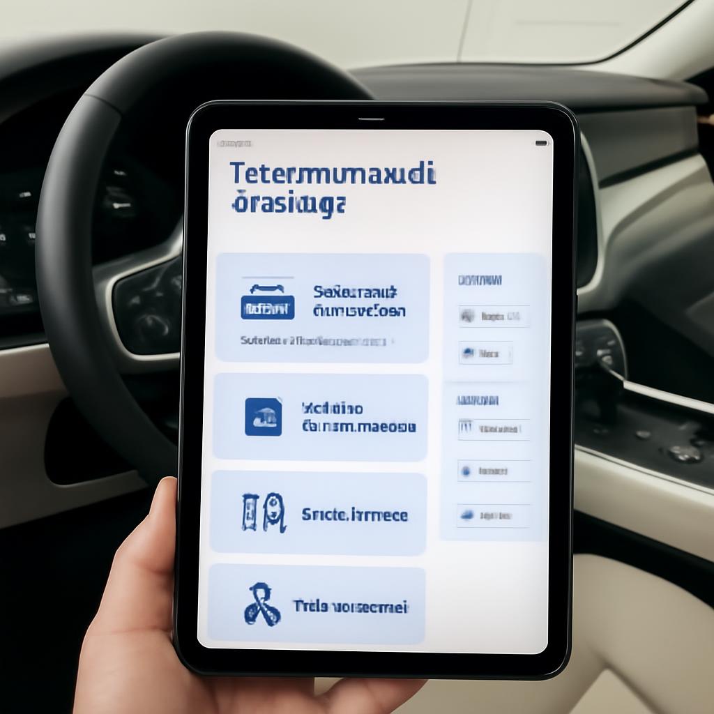 Интерфейс системы электронных паспортов на экране планшета на фоне салона Volvo