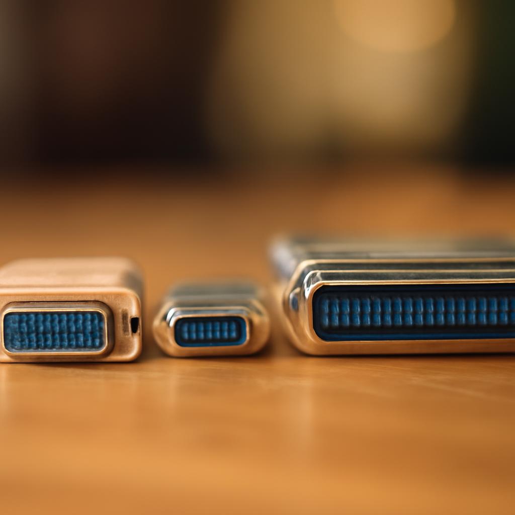 Различные типы разъёмов Centronics: стандартный, мини и расширенный