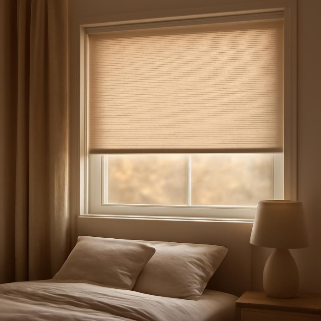 Цветовые решения и дизайн рулонных штор для спальни