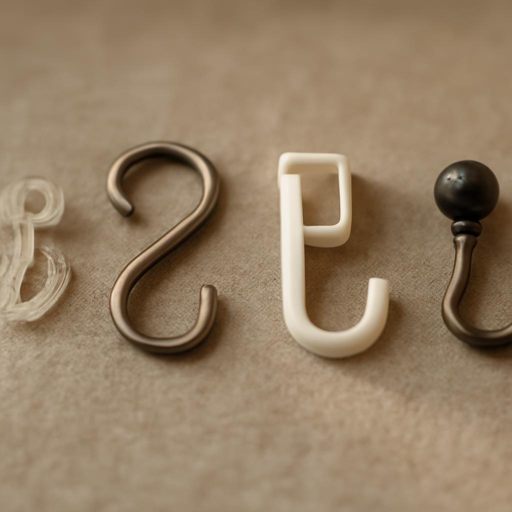 Различные типы крючков для крепления штор