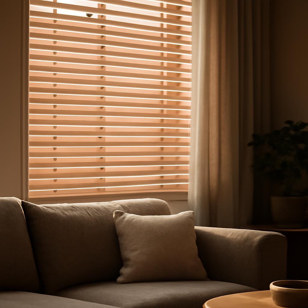 Жалюзи в гармоничном интерьере гостиной