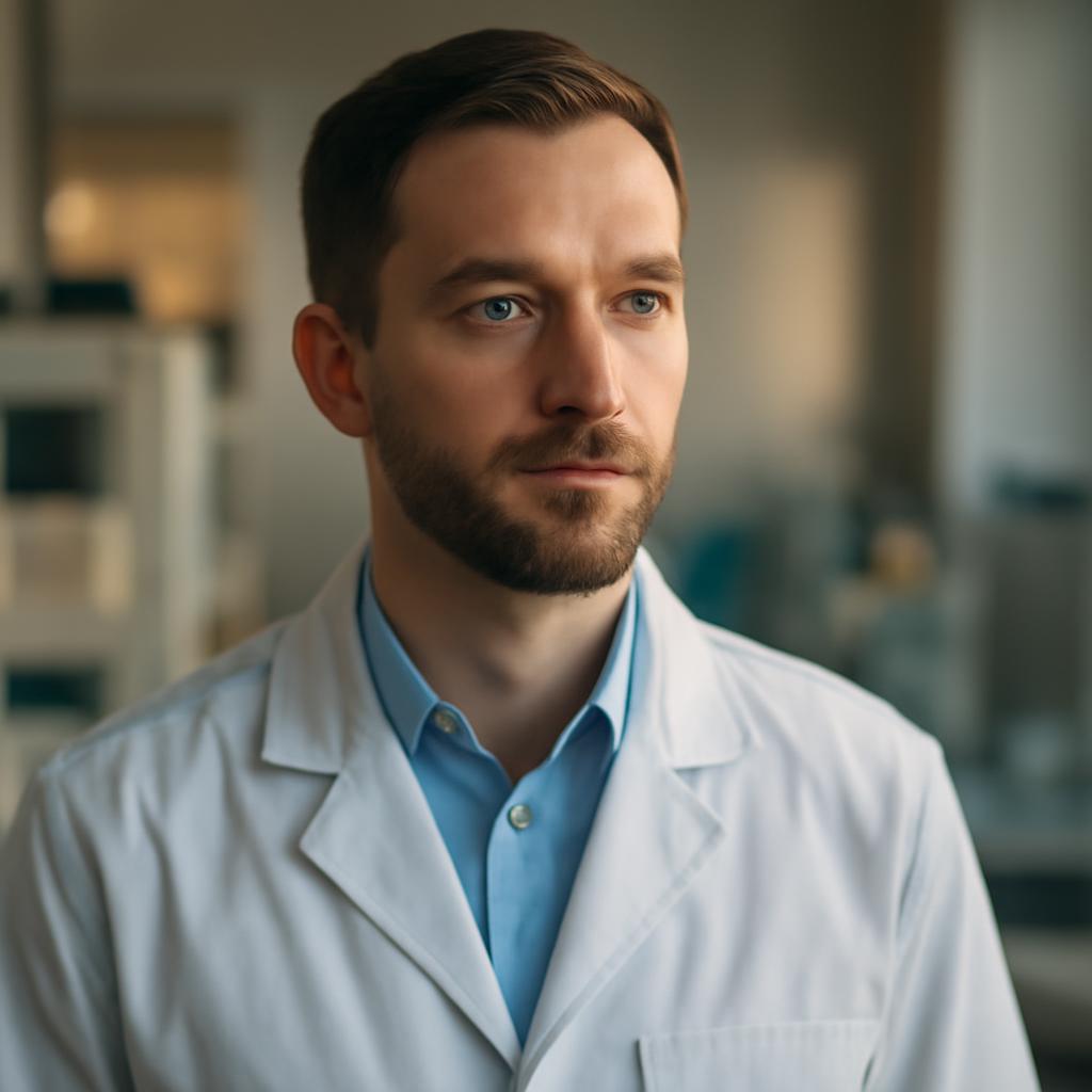 Дмитрий Соколов — профессиональный портрет инженера в лабораторной обстановке