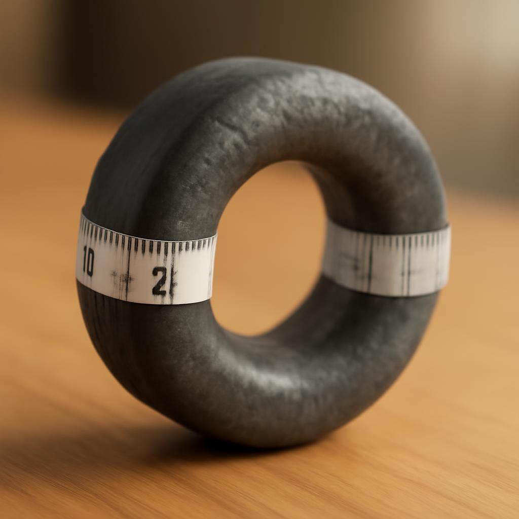 Изображение тороидального сердечника с измерением параметров для расчета витков