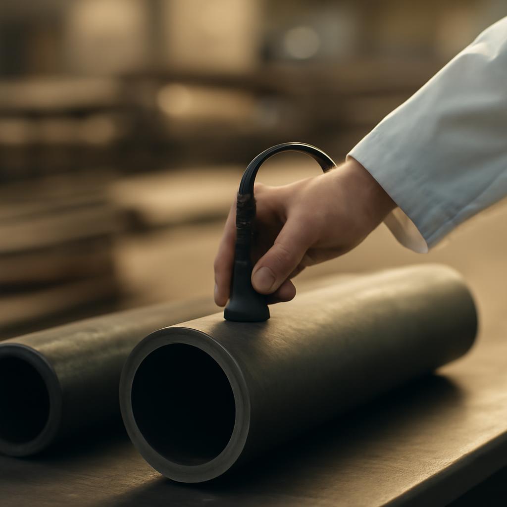 Тест качества труб на металлобазе в лаборатории