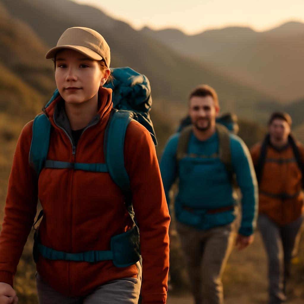 Группа туристов на пешем маршруте в горах