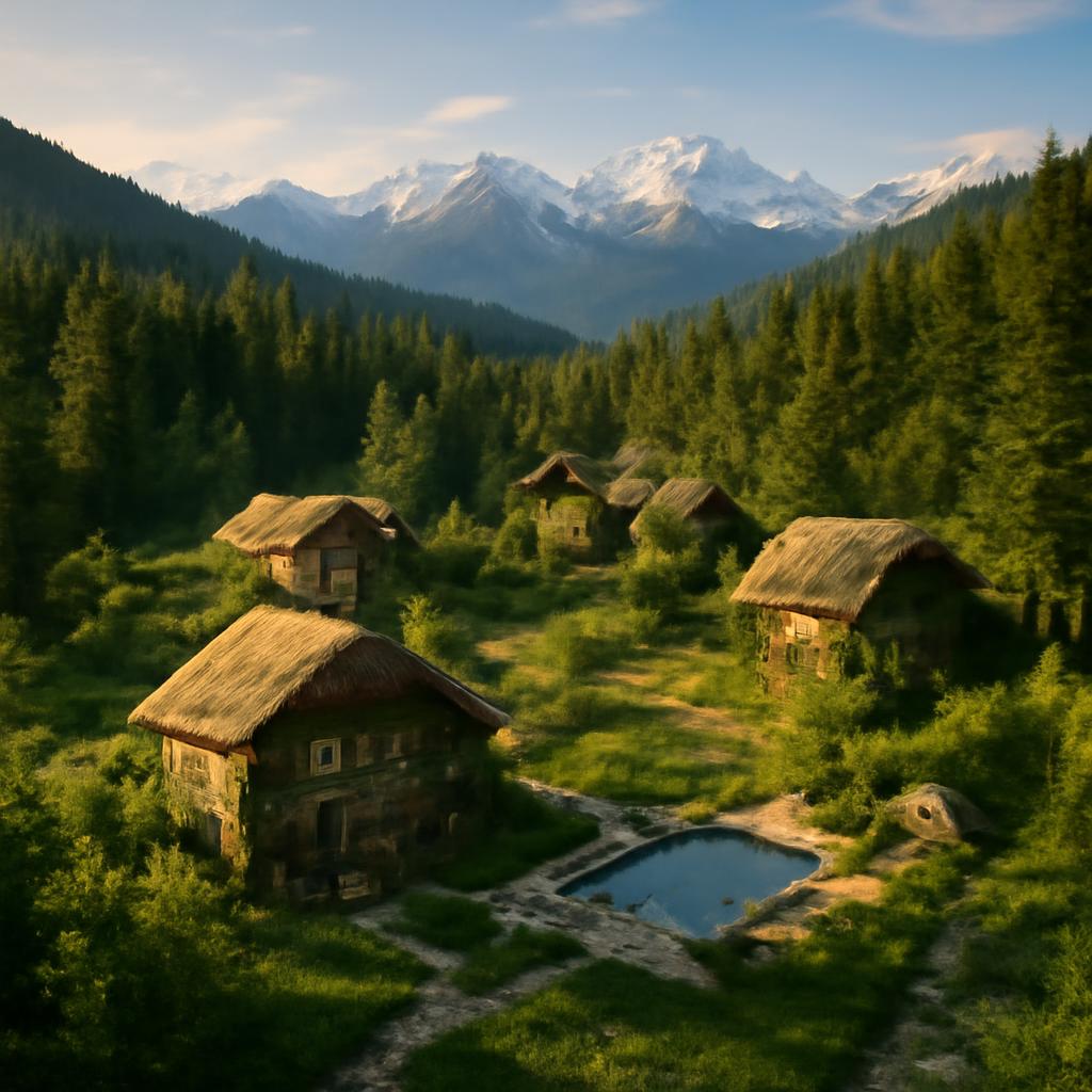 Вид на эко-отель Райский уголок в Архызе