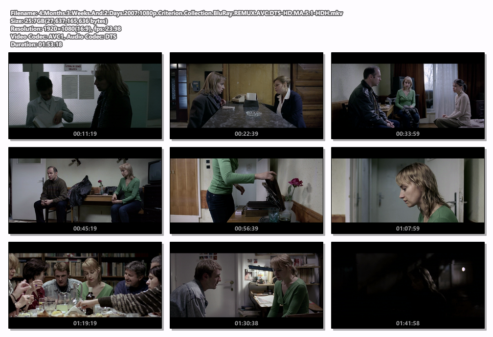 4 Months 3 Weeks And 2 Days 2007 1080p Criterion Collection BluRay REMUX AVC DTS-HD MA 5.1-HDH screenshots