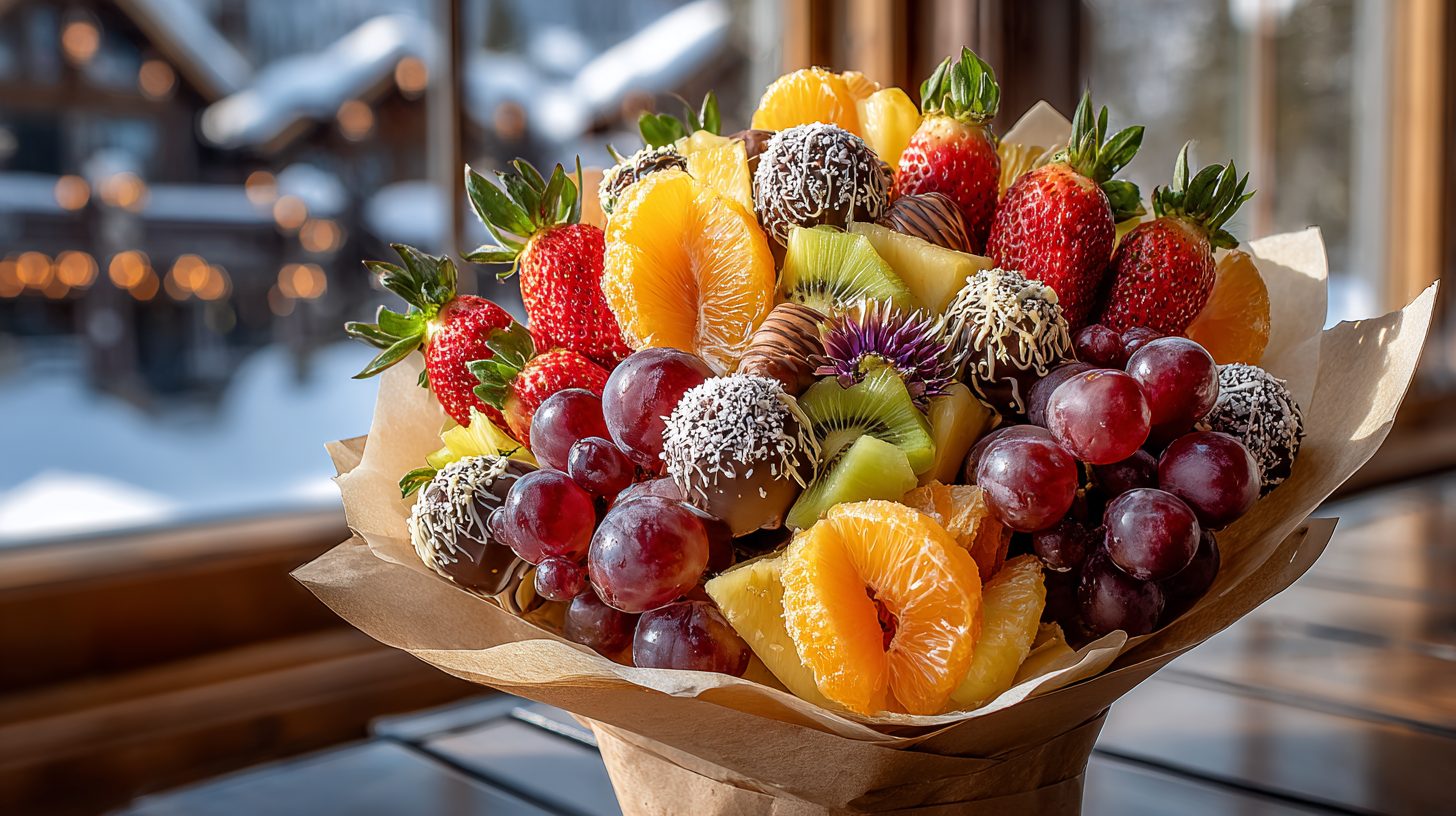 Смешанный съедобный букет с шоколадом и фруктами в Томске