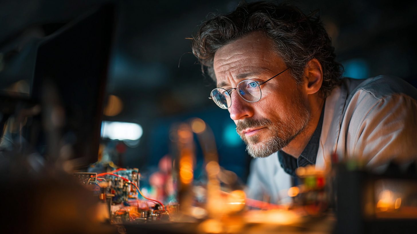 Сергей Козлов — портрет инженера за работой с оборудованием в лаборатории