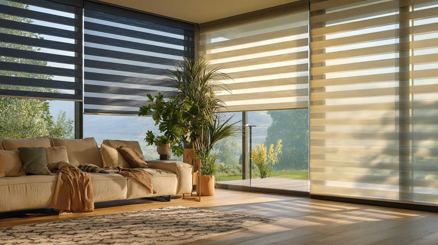 Различные типы рулонных штор день-ночь в интерьере