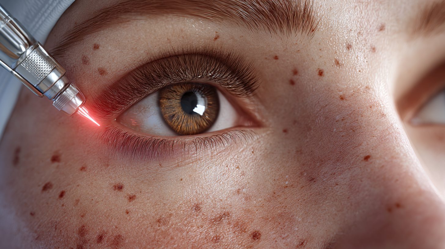 Иллюстрация лазерного удаления пигментных пятен на коже лица