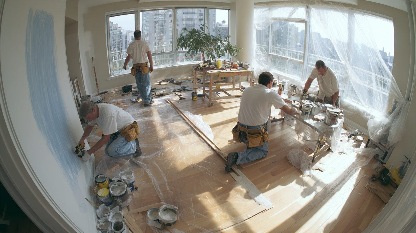 Частная бригада проводит ремонт в квартире