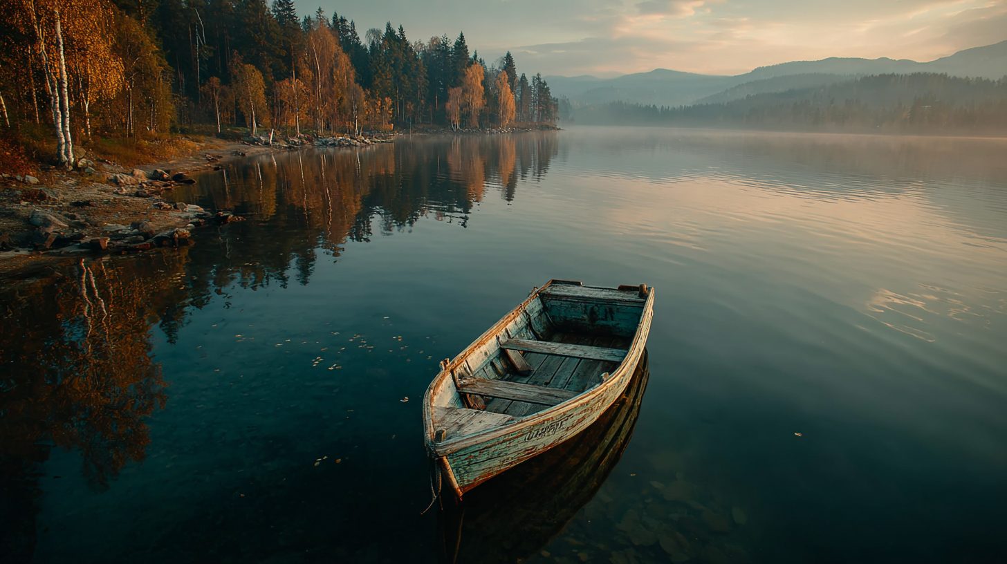 Алюминиевая лодка для рыбалки на российском озере