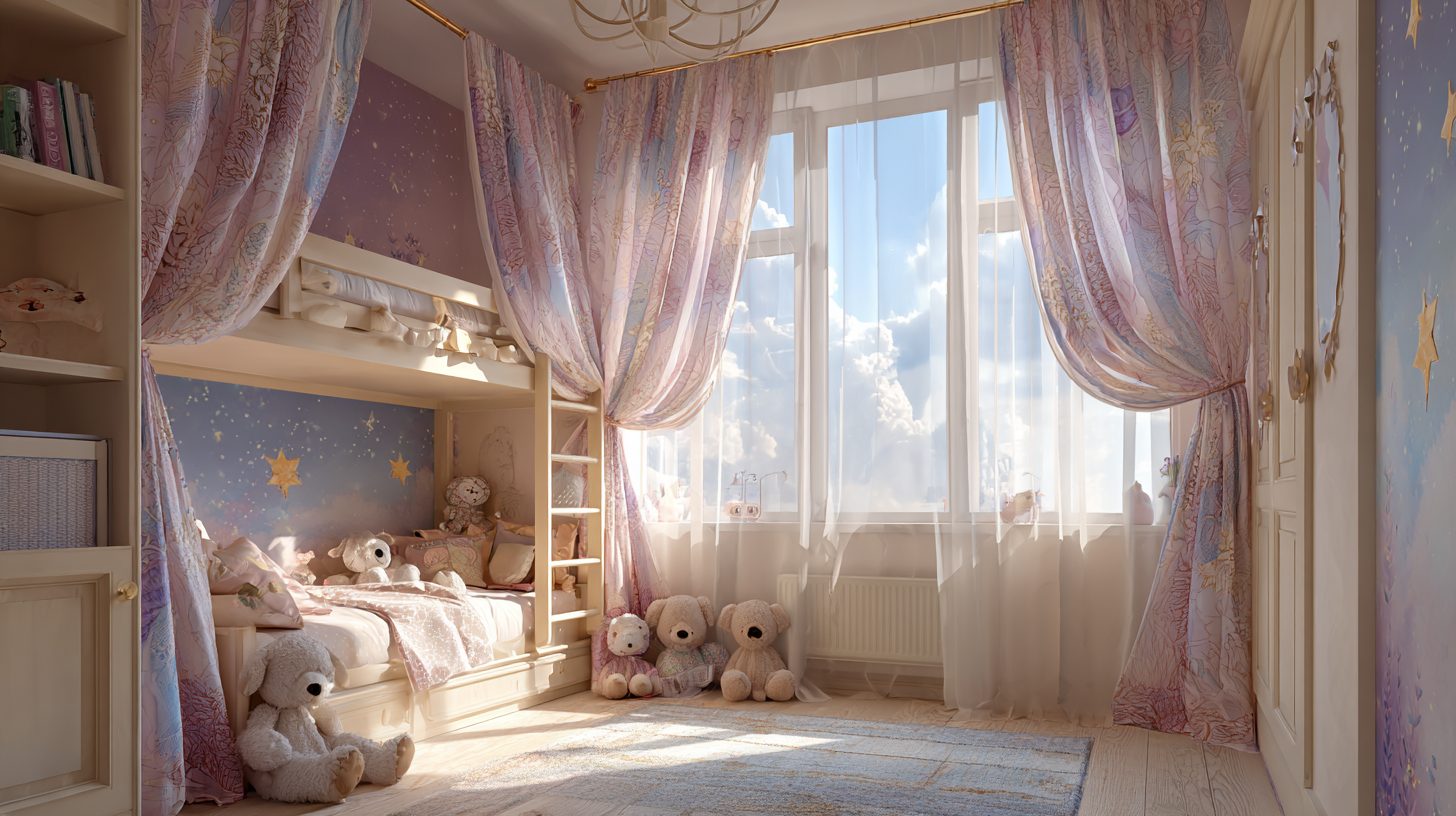 Шторы в детской комнате с регулировкой света