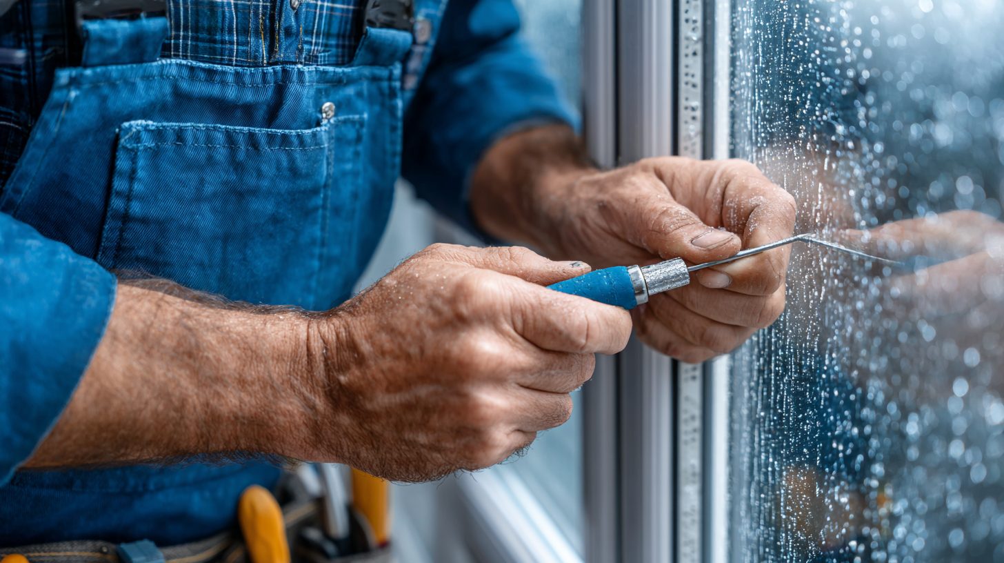 Специалист регулирует фурнитуру пластикового окна