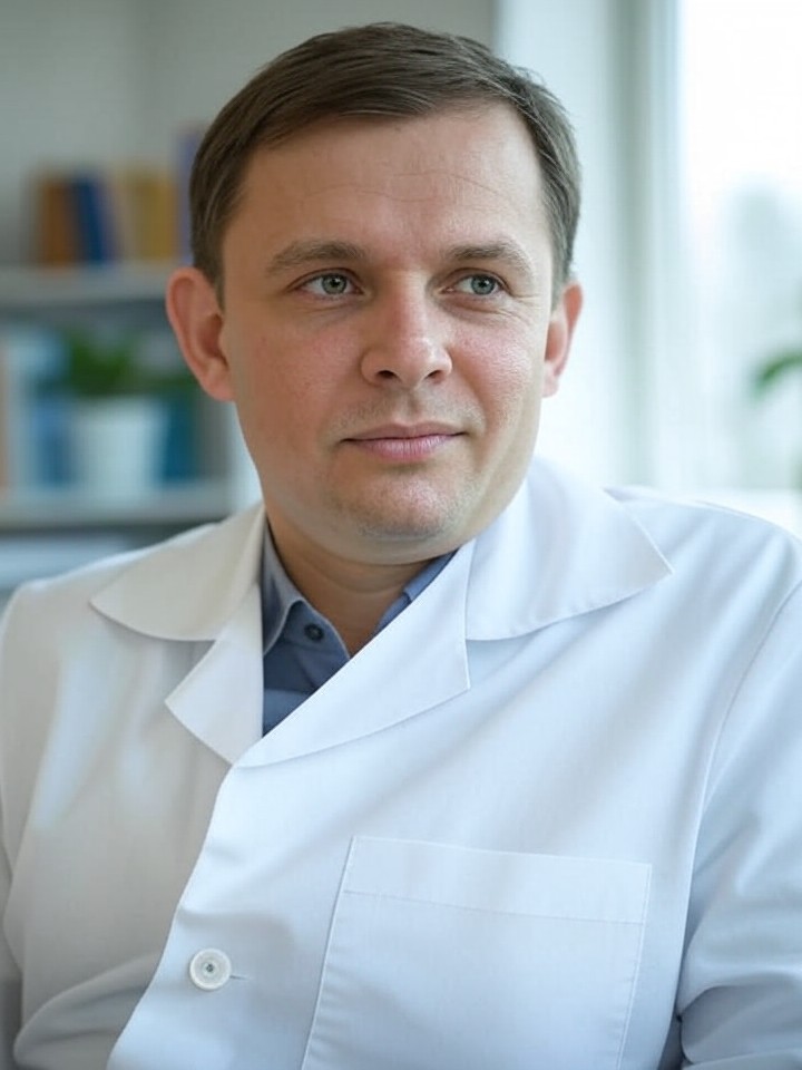 Дмитрий Соколов — портрет автора статьи в профессиональной обстановке педиатрического центра