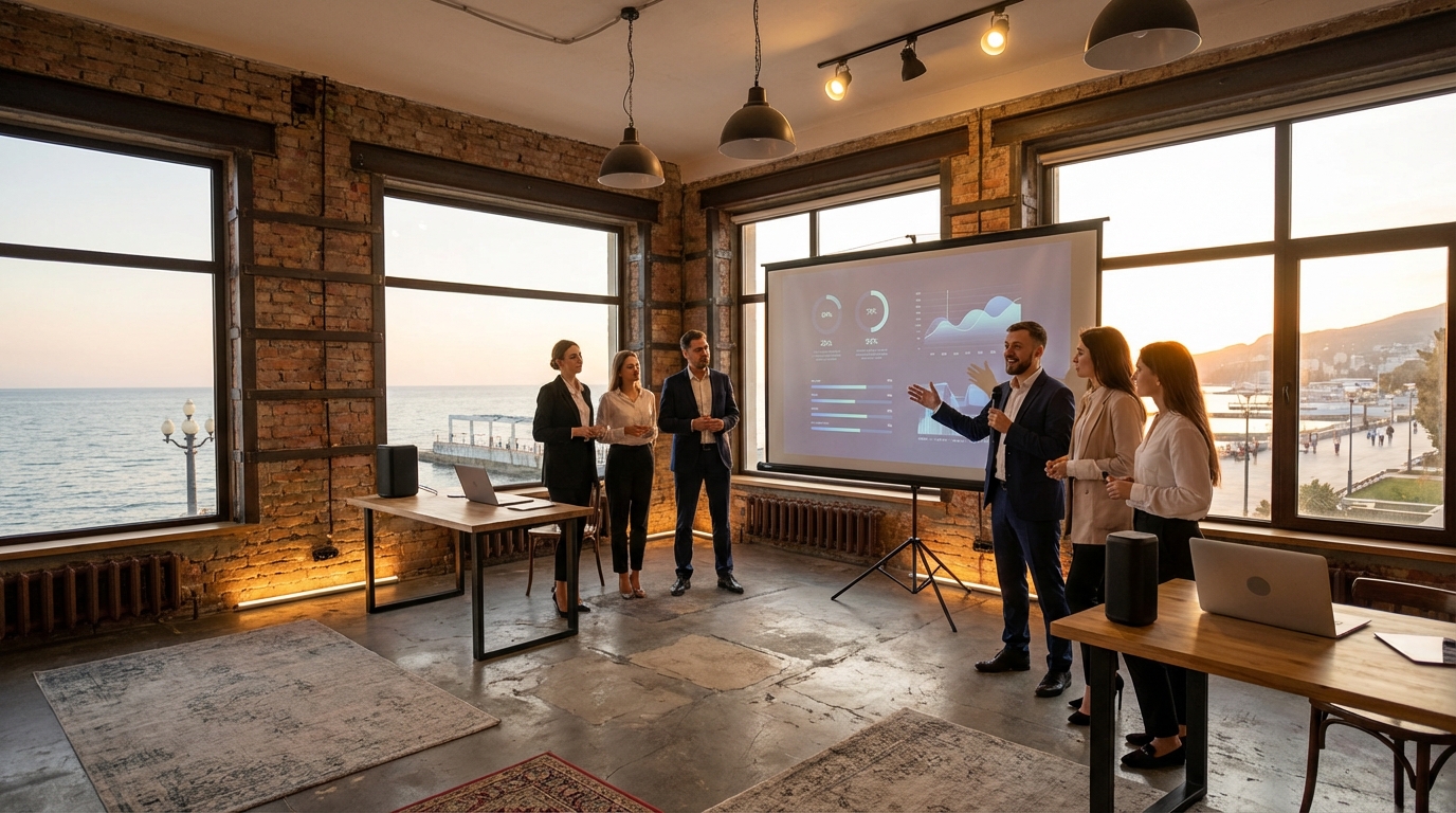 Презентация в лофте Ялты с современным оборудованием