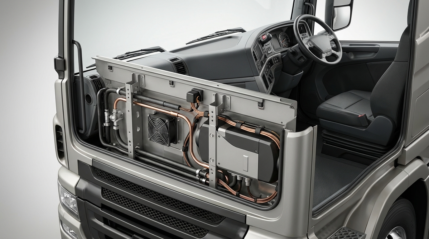 Схема установки автономного отопителя в кабине грузовика