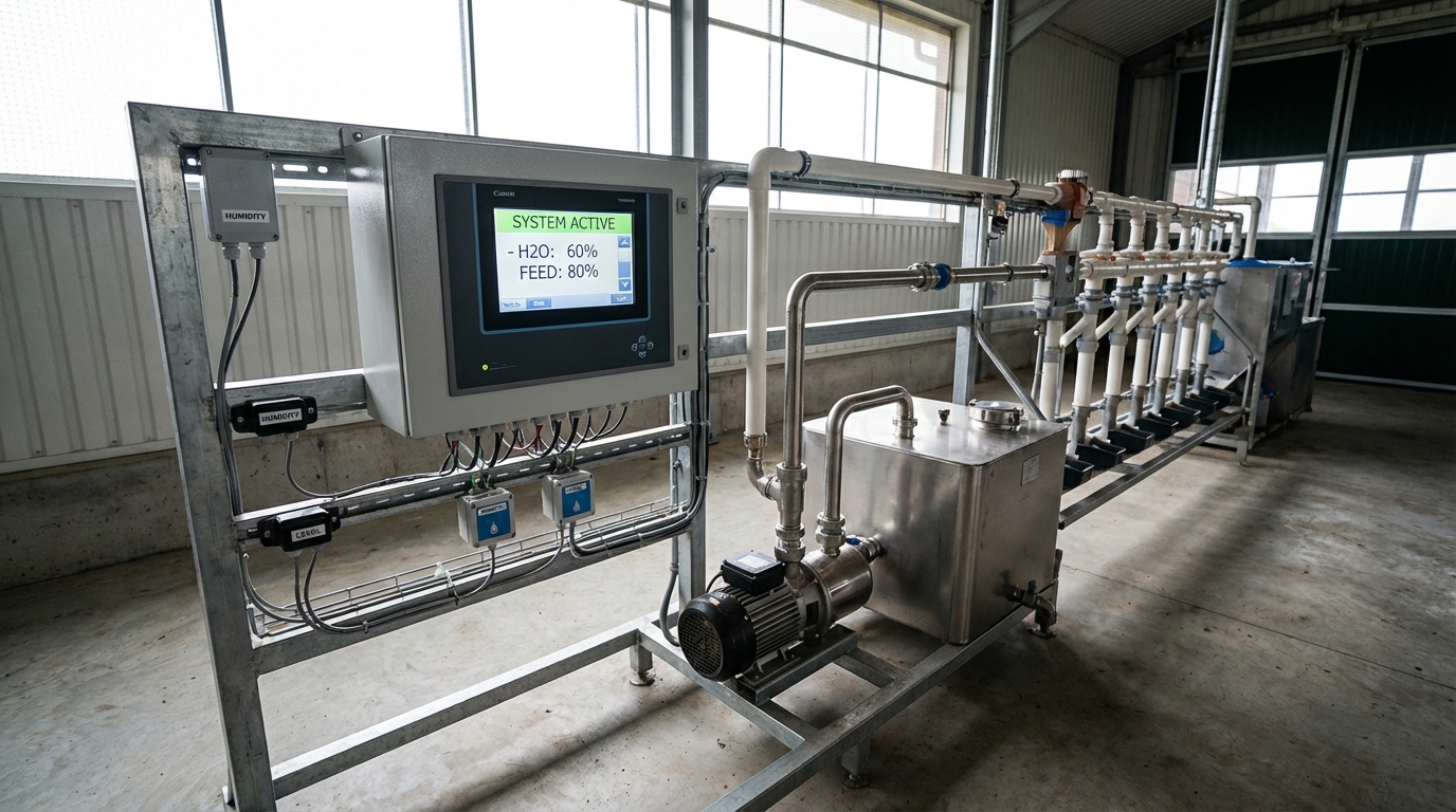 Компоненты системы автоматизации подачи воды и корма