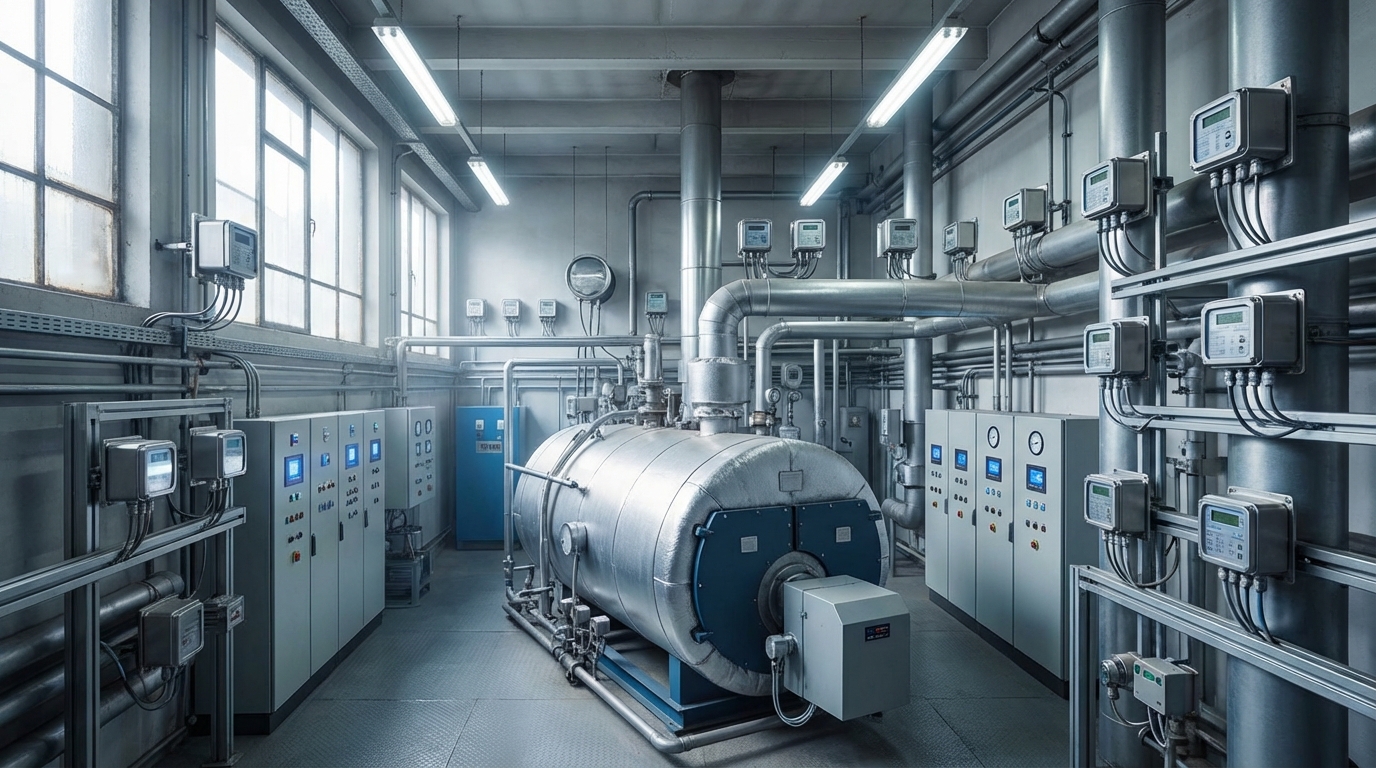 Размещение датчиков в котельной для контроля параметров