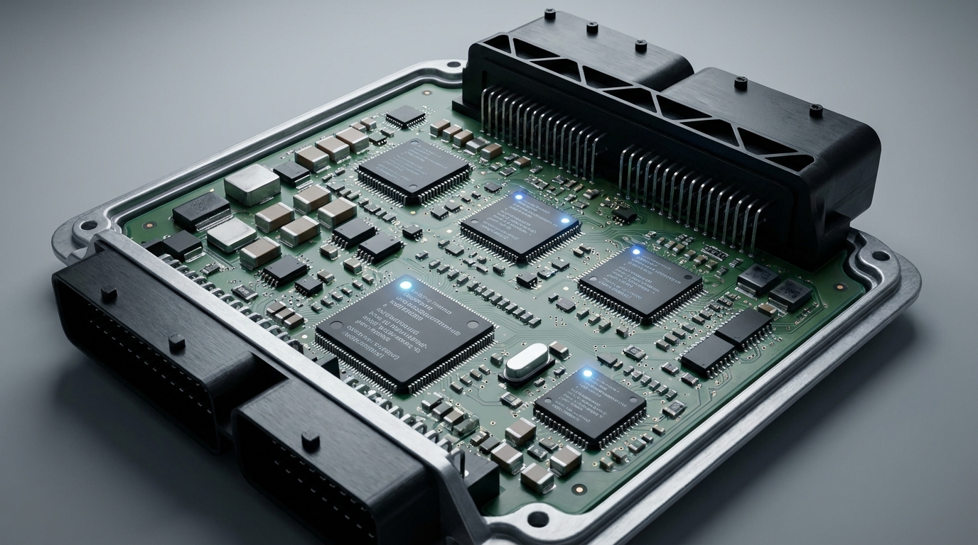 Схема электронного блока управления двигателем с элементами ПО