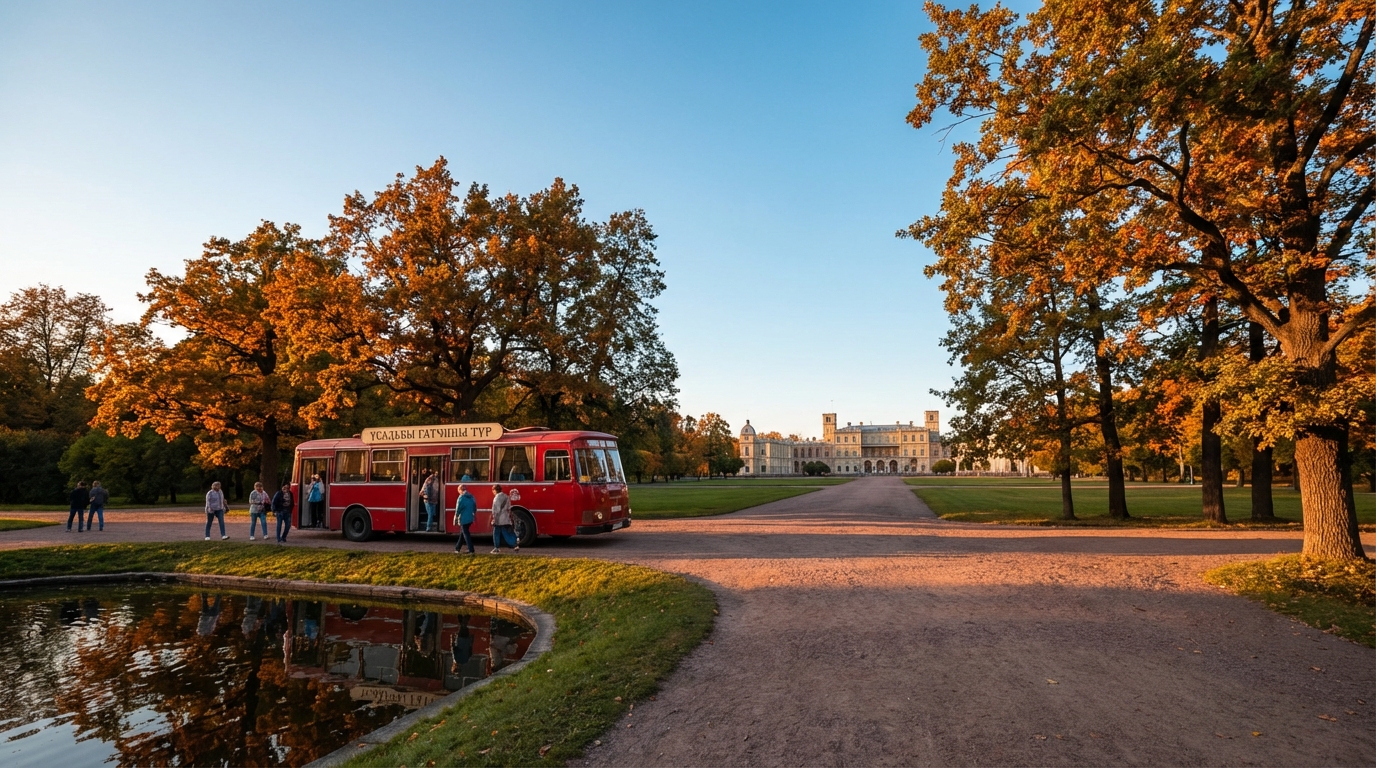Парк в Гатчине на автобусном маршруте по историческим усадьбам