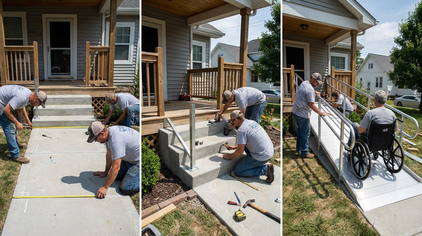 Этапы монтажа пандуса для инвалидной коляски