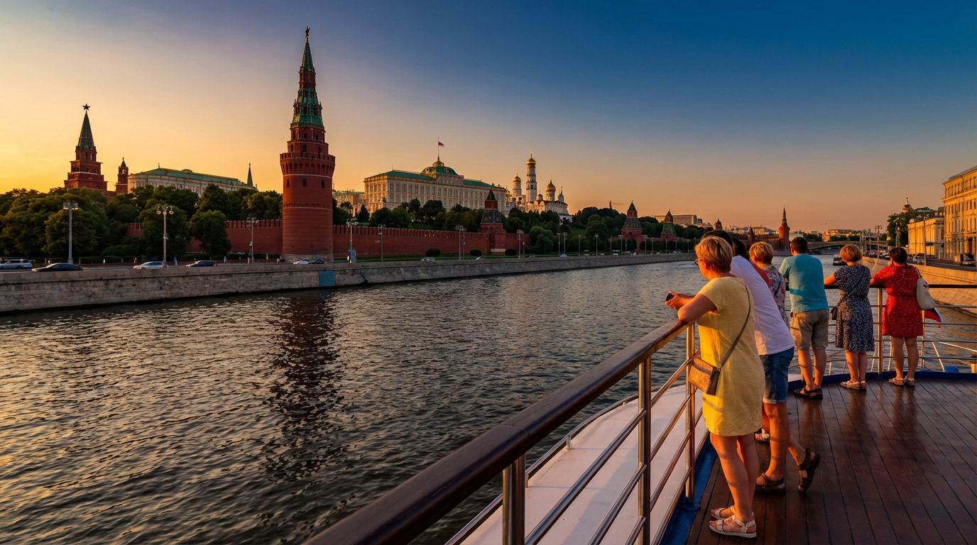 Прогулка на теплоходе по Москве-реке с видом на Кремль