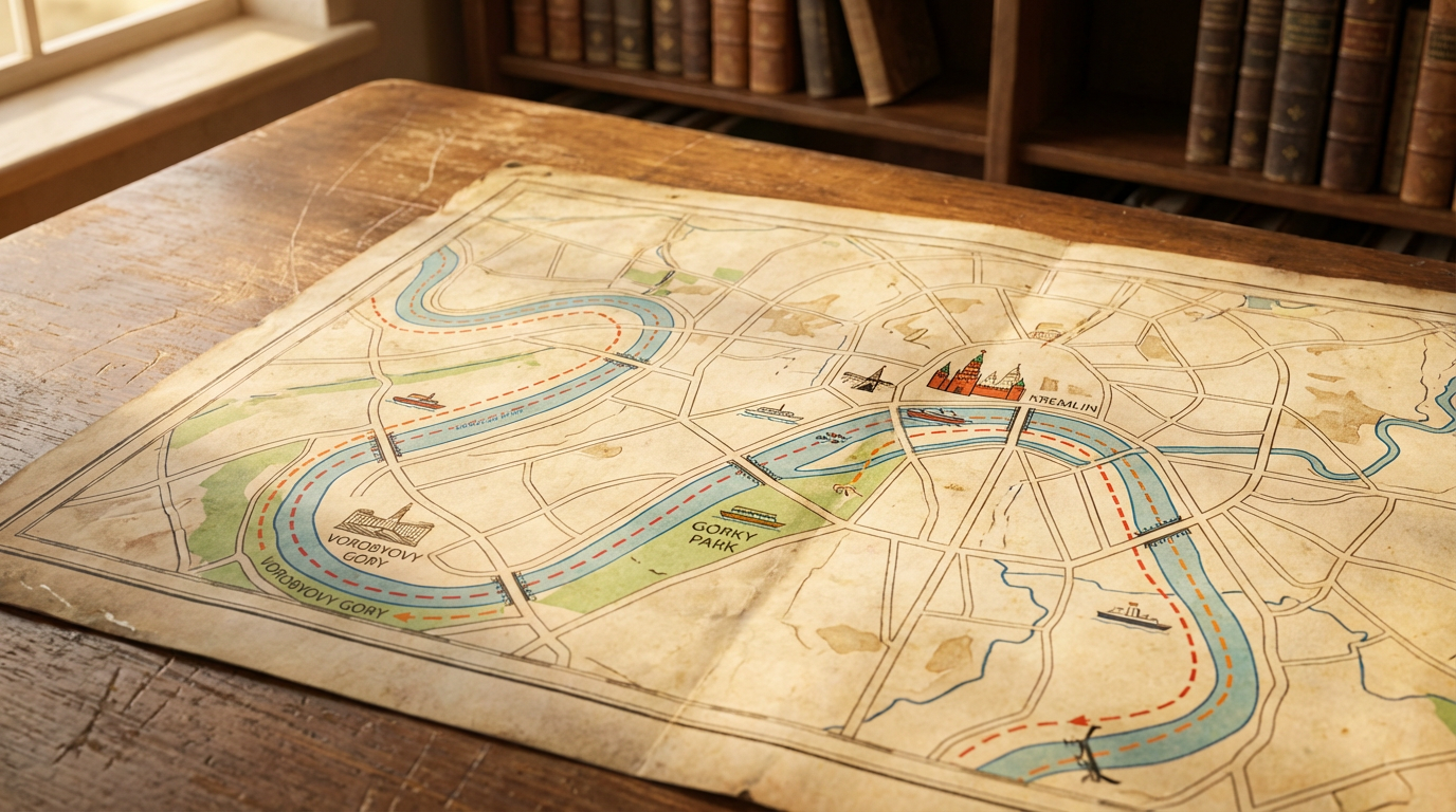 Карта популярных маршрутов речных прогулок по Москве