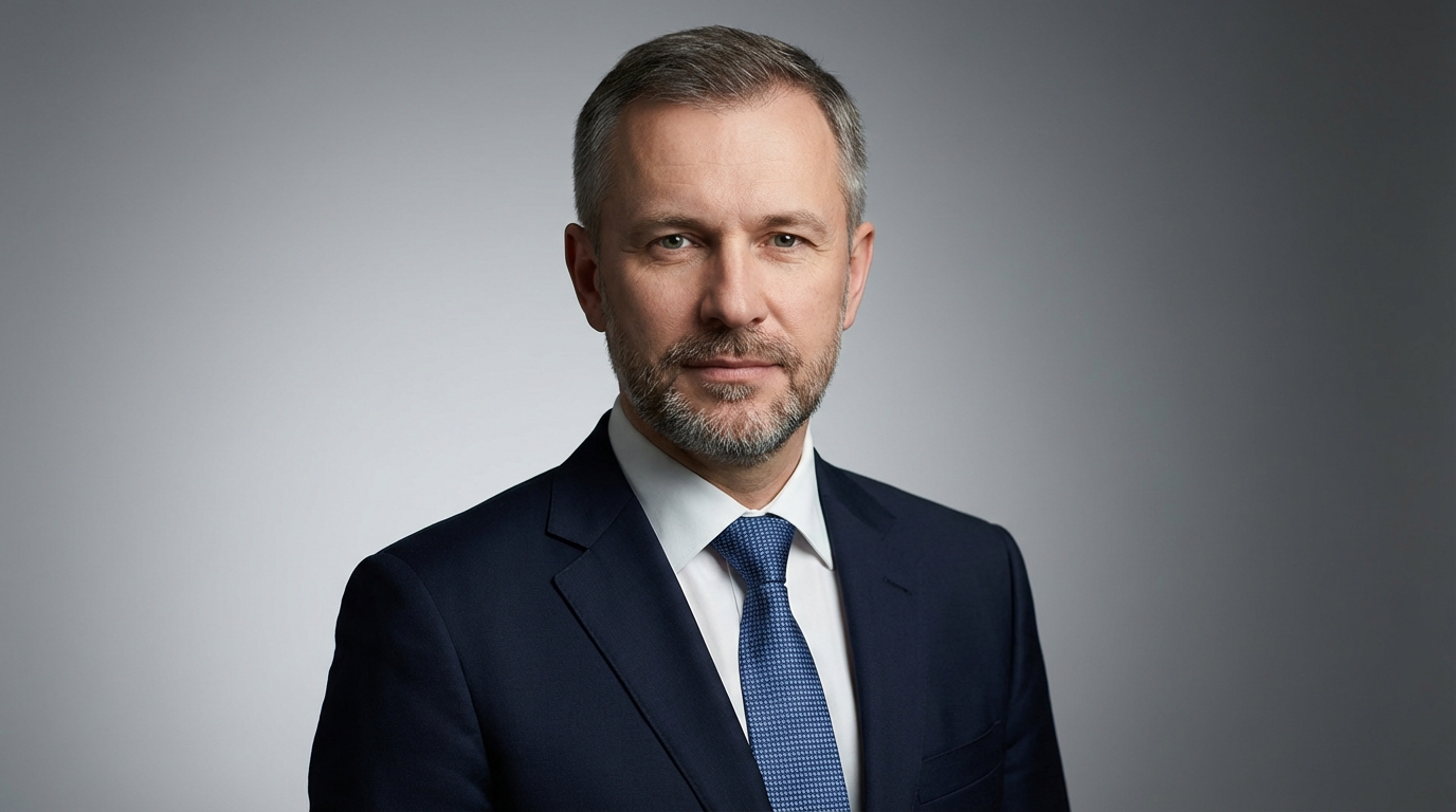 Дмитрий Соколов — портрет автора статьи, деловой стиль, фото в студии с фоном в тонах серого