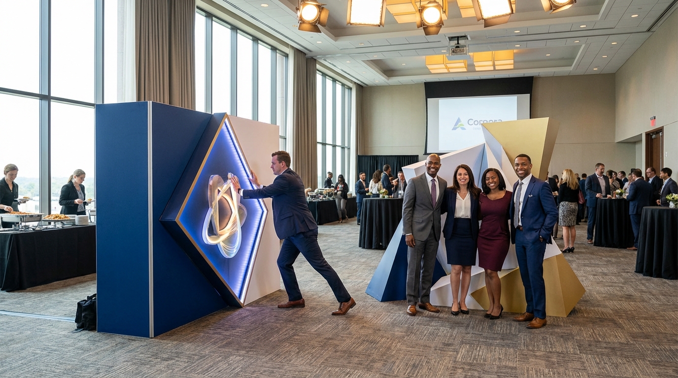 Трансформируемая фотозона в действии на корпоративе